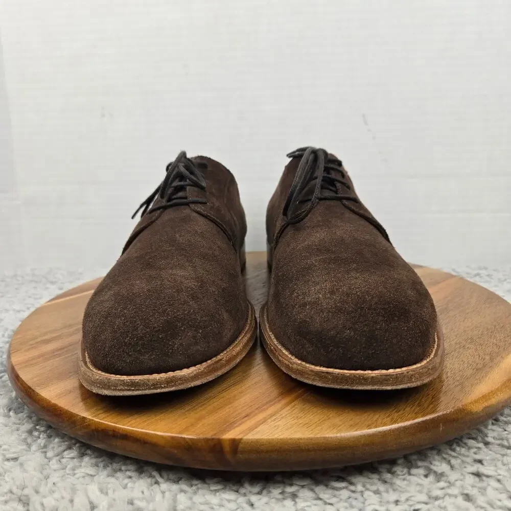 Brooks Brothers Men 10.5D Brown Nubuck Suede Plain Toe Derby Oxford Dress Shoe